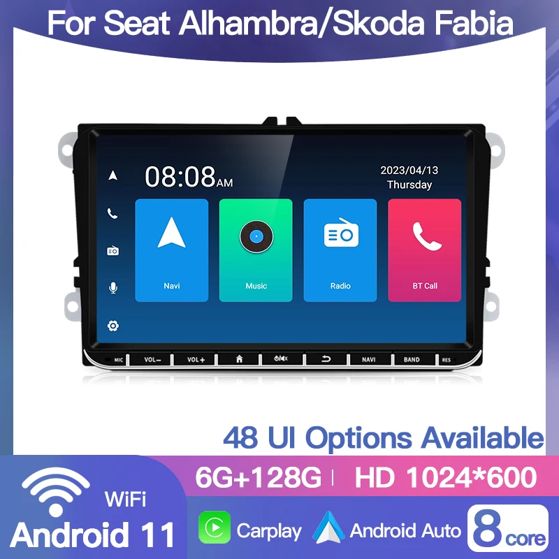 2 Din Android Car Radio GPS WiFi RDS Carplay Autoradio Multimedia Player For VW Seat Alhambra-Skoda Fabia Stereo Navi Video Auto image 2