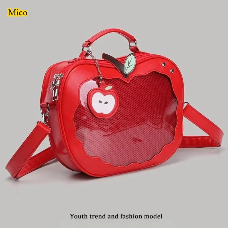 

Милая сумка-органайзер в стиле каваи с яблоком и пентаграммой, креативный повседневный органайзер в стиле Харадзюку, многофункциональная сумка-кроссбоди для хранения.