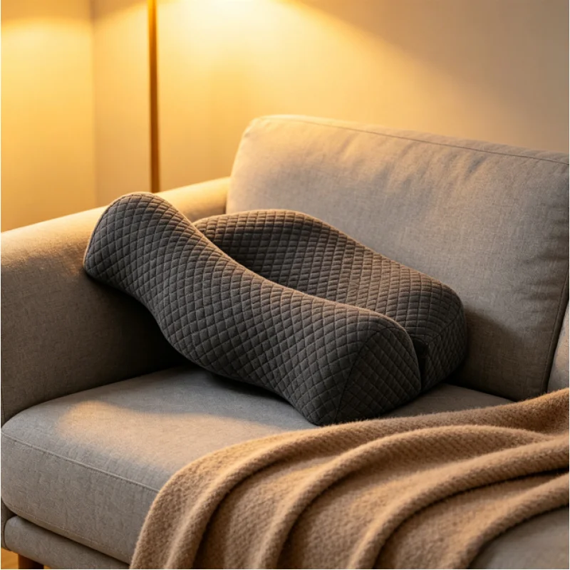 Almohada Cervical Ergonómica de Espuma Viscoelástica, Diseño Curvo y Contorneado, Almohada de Soporte para Cuello y Cabeza para Aliviar la Fatiga y el Cuidado Cervical