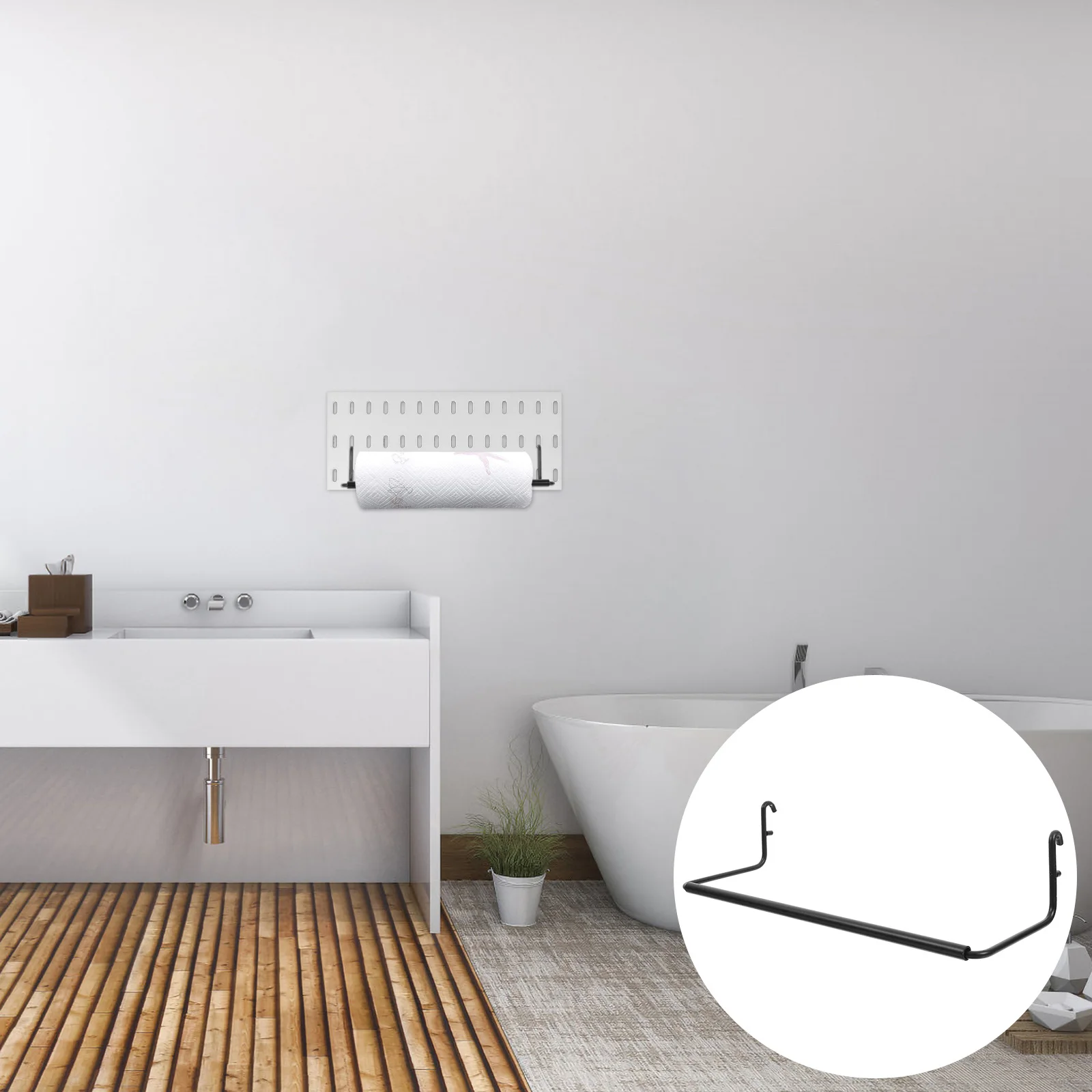 

Iron Paper Towel Holder Wall Mounted Pegboard Organizer Metal Towel Rack For Bathroom Garage Kitchen Paper Tissue Holder