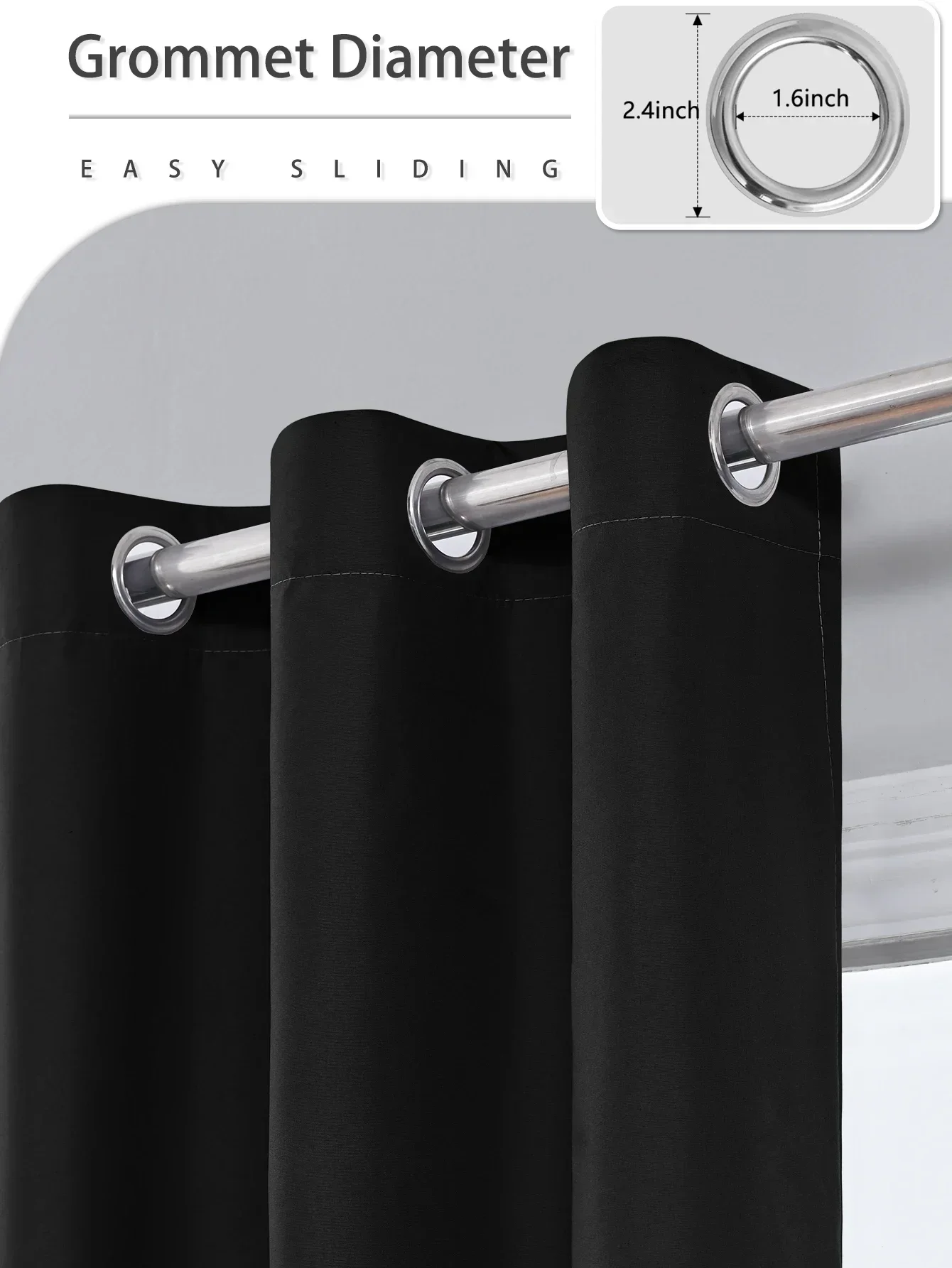 1pc Solid 100% Blackout Curtains with Grommets,  Curtains for Living Room, Bedroom