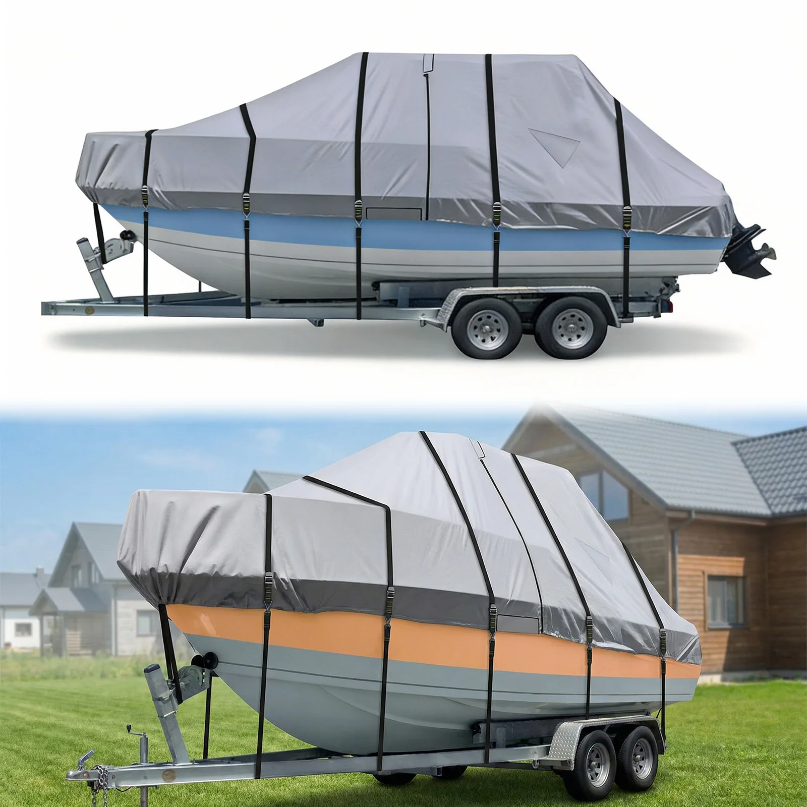 

Чехлы для яхт и катеров 1200D с жесткой крышей, защитой двигателя и регулируемыми пряжками, 18 ремней для крепления, для защиты крыши