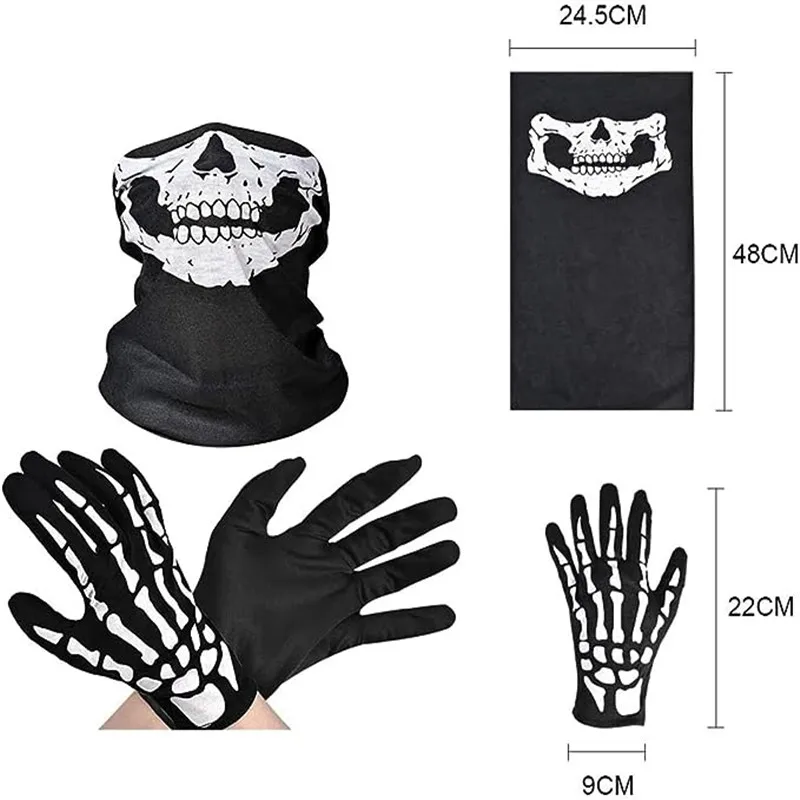 Grim Reaper Scythe and Scary Skeleton Gloves Grim Reaper Accessory Set Halloween Scythe Weapon Party Props Costume Adult Child