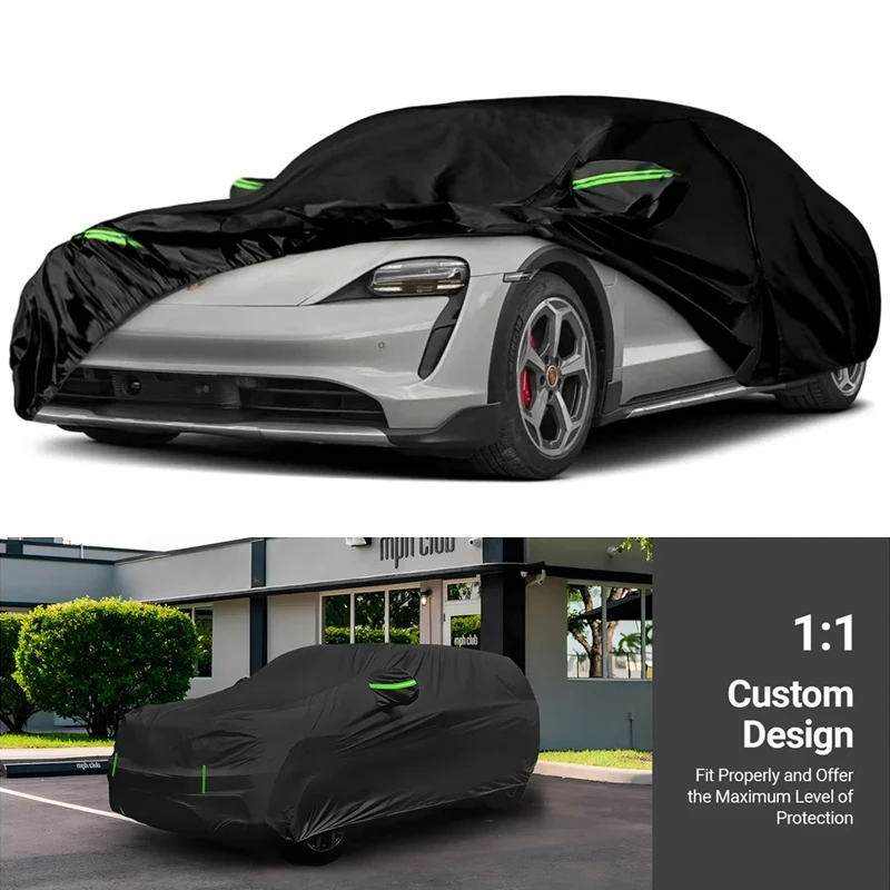 

Waterproof Car Cover Fit 2019-2024 Porsche Taycan with Zipper Door & Windproof Bands for Snow Rain Dust Hail Protection