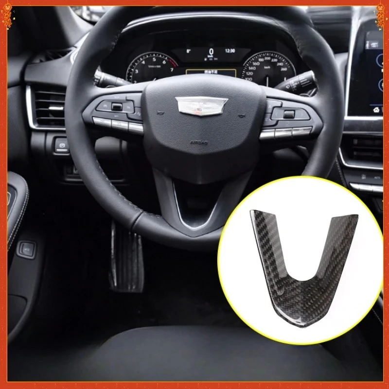 

For Cadillac CT5 genuine Real Dry Carbon Fiber 2020-2022 steering wheel V-shaped decorative interior decoration modification