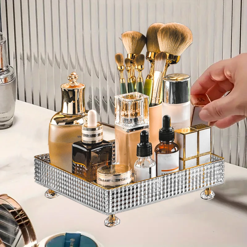1Pc Cosmetic Storage Rack, Desktop Bathroom Tray, Perfume and Cosmetic Organization Rack, Cosmetic Ring Storage Tray, Home Decoration, Bathroom