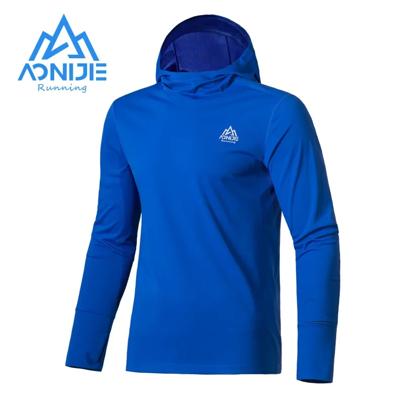 AONIJIE-T-shirt de sport à capuche pour homme, manches longues, séchage rapide, respirant, protection solaire, course à pied, FM5171