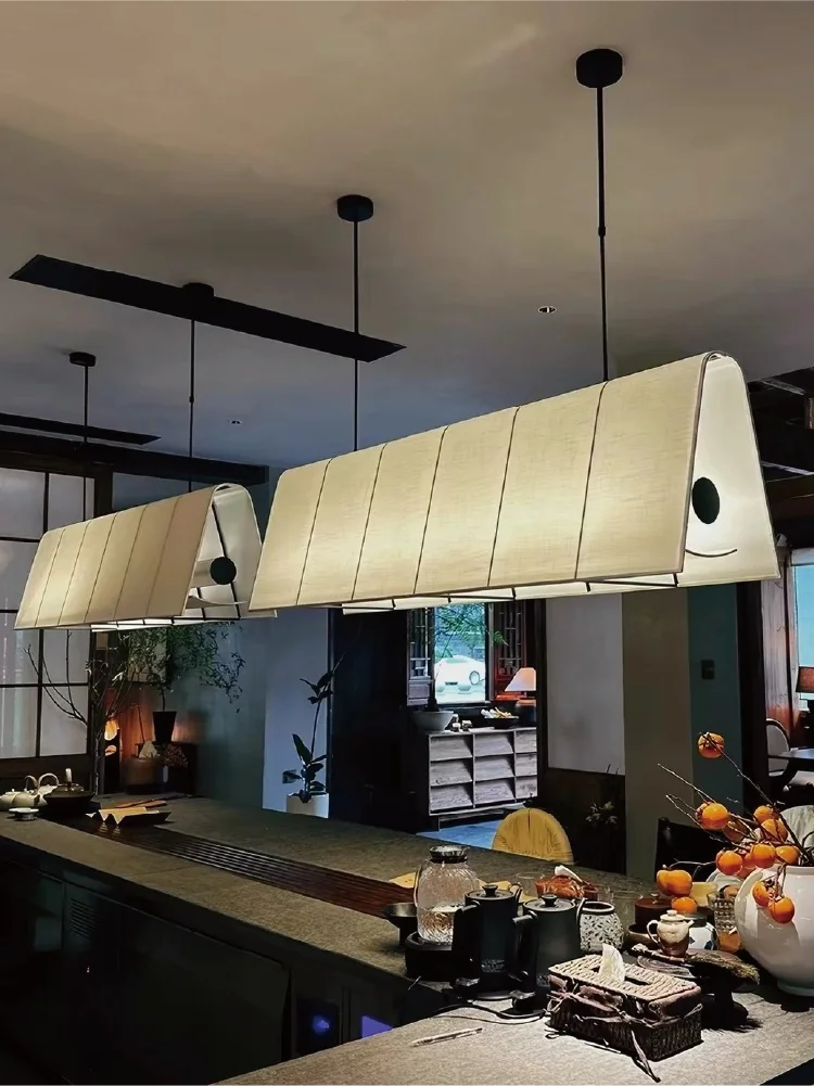 Japanese Zen Dining Room Fabric Pendant Lights Wabi Sabi