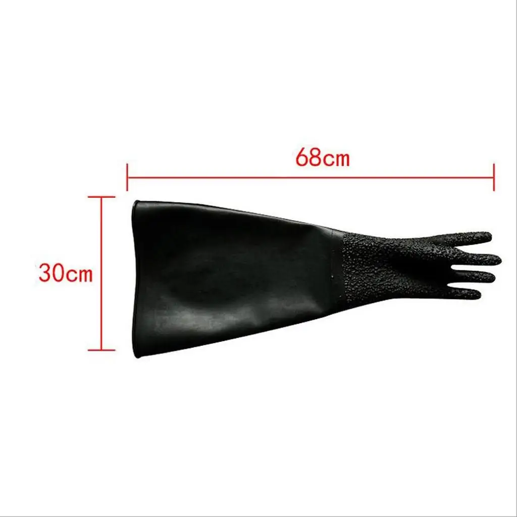 Guantes protectores izquierdo de 68 cm para equipo de chorro de arena, duraderos, color negro