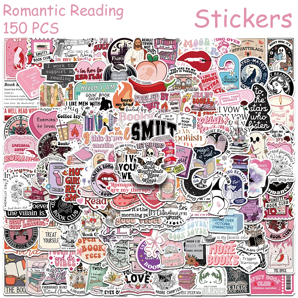 50/150pcs Cartoon Romantic Reading Stickers Decals For Phone Laptop Scrapbook Suitcase Graffiti Aesthetic Stickers DIY Gifts