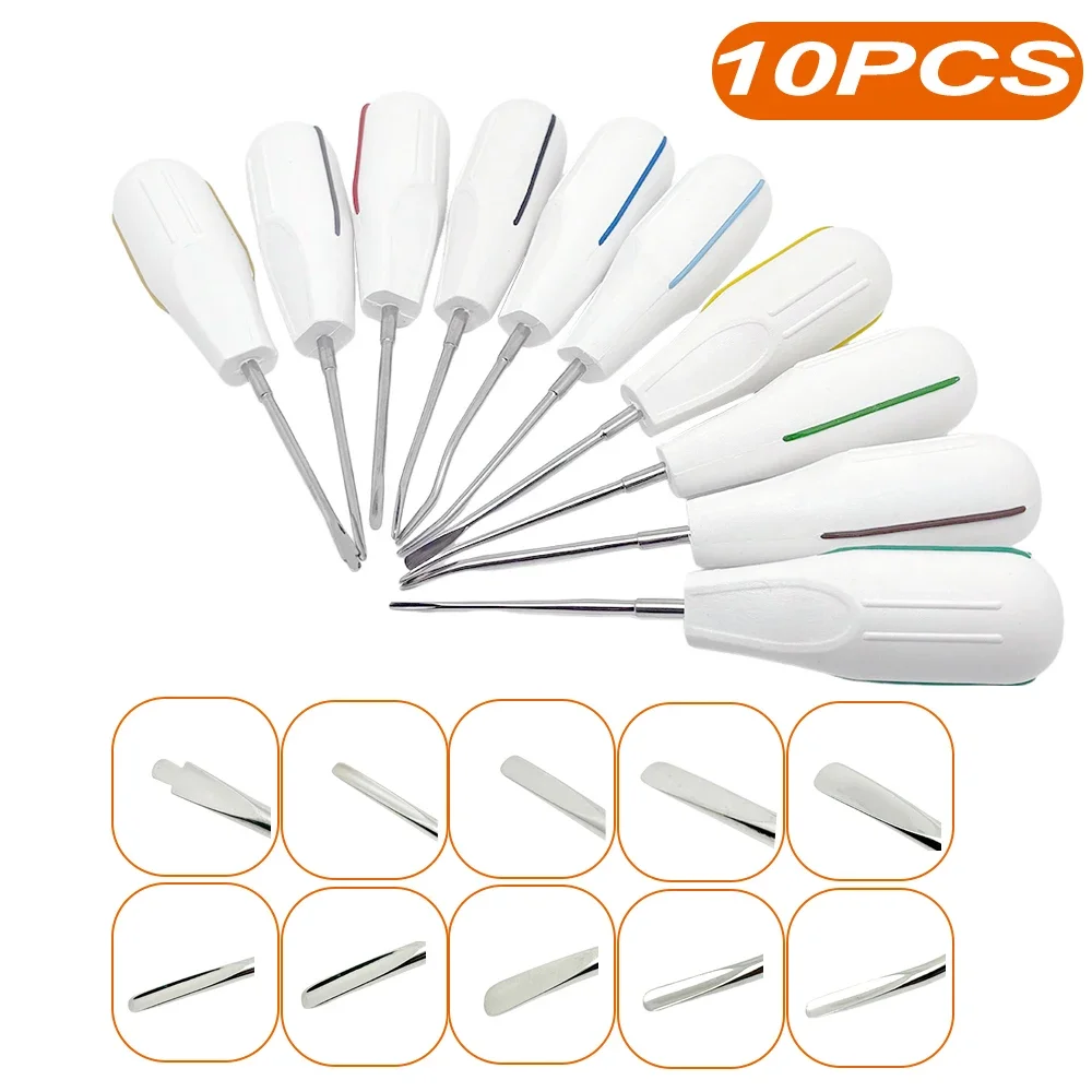 

10Pcs Plastic Handle Teeth Extracting Elevator Dental Extraction Root Minimally Invasive Tooth Extracting Tool
