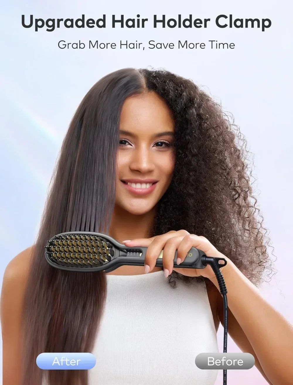 Llano Cepillo Alisador de Pelo 2 in 1 Planchas del Pelo Profesional con Iones Negativos، Calentamiento Rápido، Revestimiento Cer