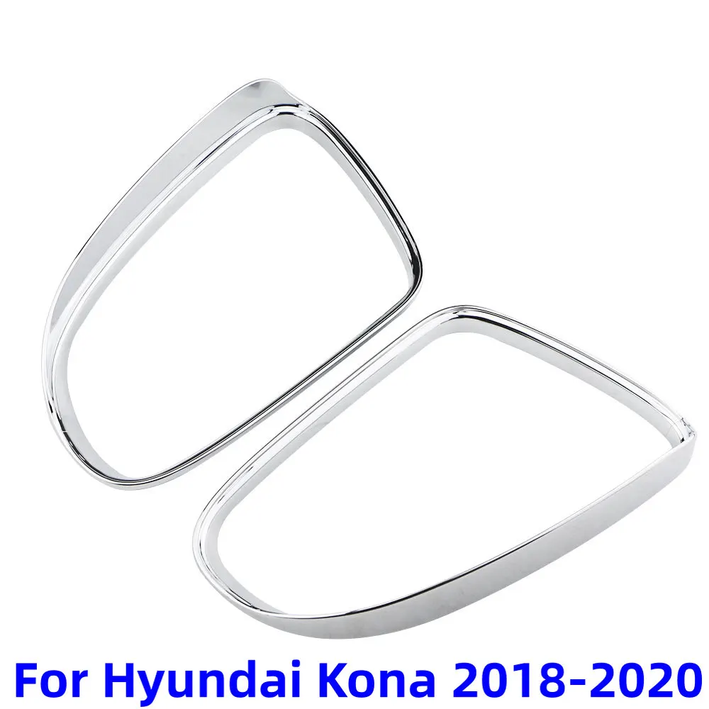 2PCS Car Rearview Mirror Rain Eyebrow Visor for Hyundai Kona Encino Kauai 2018 2019 2020 2021 ABS Chrome Accessories