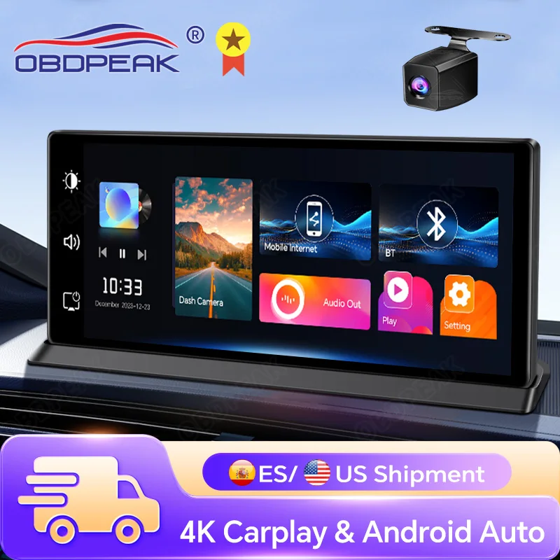 K2 Pro 11.3인치 대시 캠 4K 자동차 DVR Carplay 및 Android 자동 WiFi GPS 네비게이션 후면보기 미러 카메라 대시보드 비디오 녹화