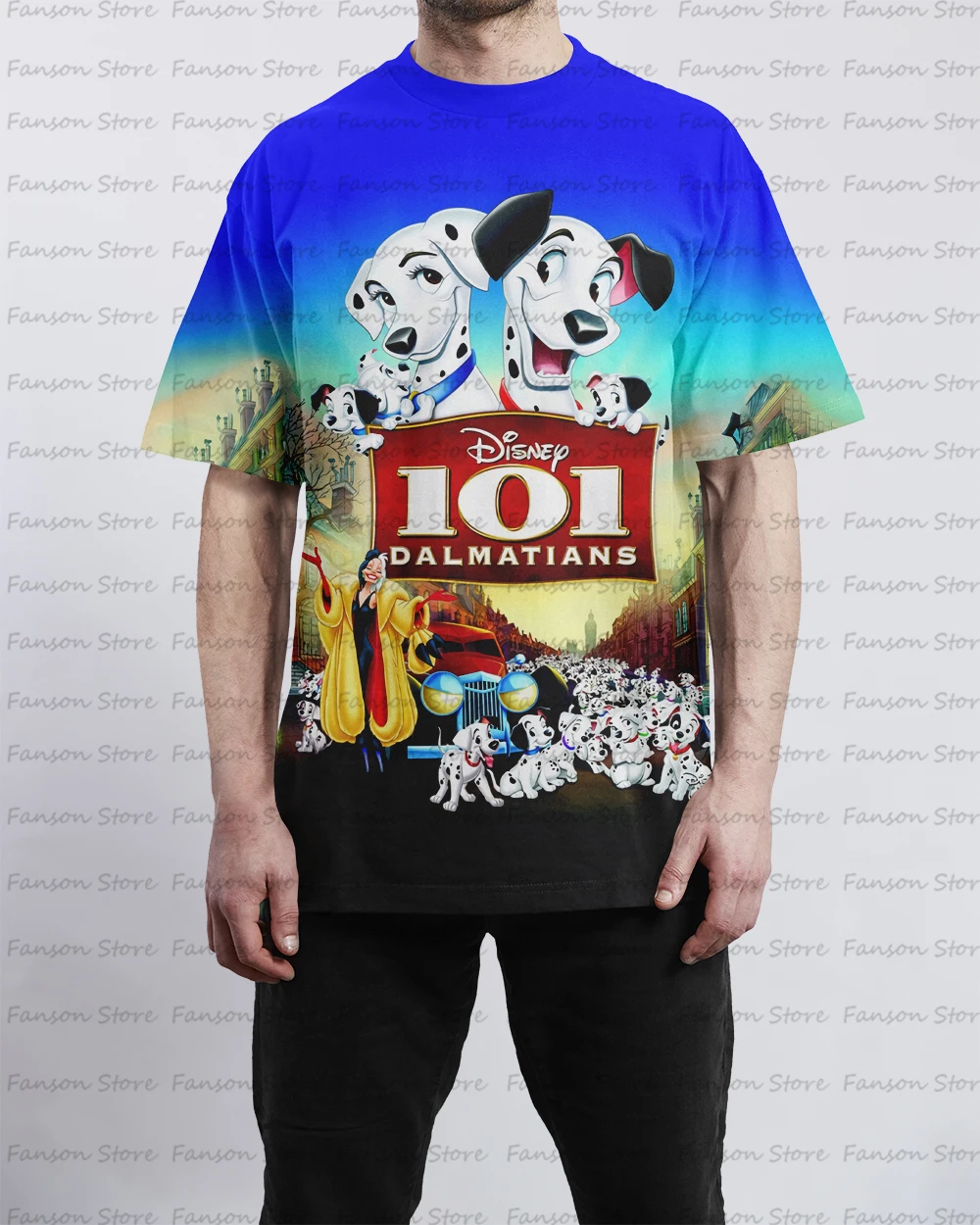 101 Dalmatians summer New Men's 3D printing Cartoon O-neck T-shirt couple Street fashion sports children Short sleeve Top