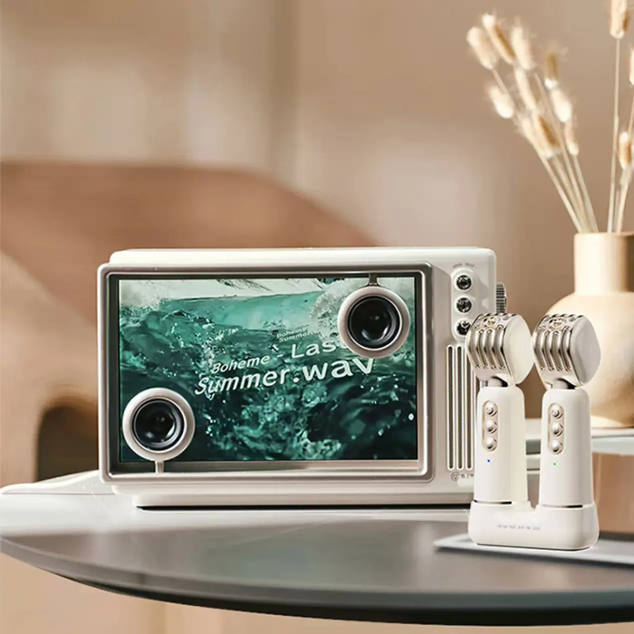 

Radio Wireless Speaker Island Lyrics Sound Wireless BT SPEAKER Sound KTV Dual Microphone Karaoke Speaker With Microphone