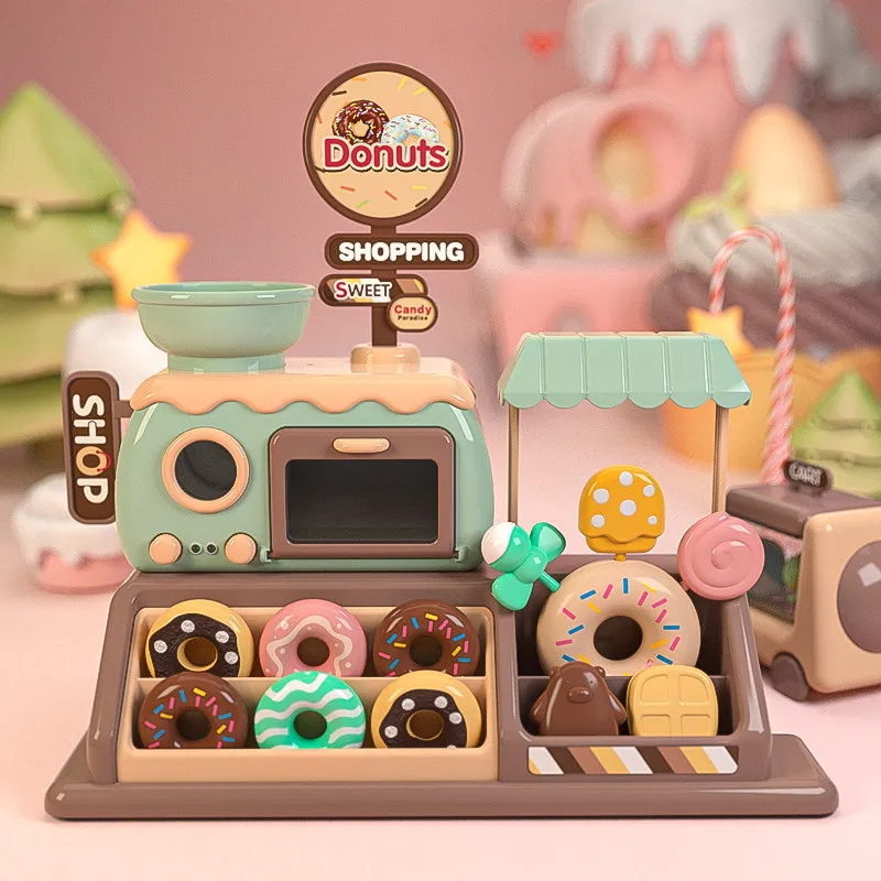 

Children's playing house simulation food oven donut supermarket puzzle little girl toy gift