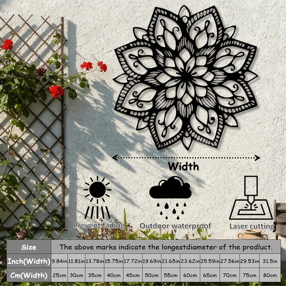 Mandala Metal Wall Art Sculpture - Intricate Iron Geometry Wall Decor for Meditation Room, Yoga Studio Zen Ornament