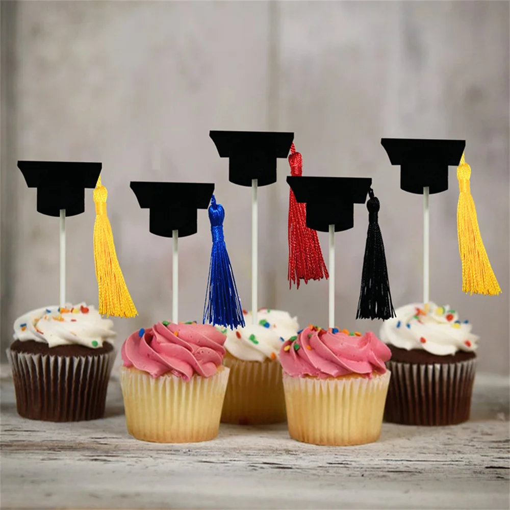 

5Pcs Graduation 2023 Party Cake Toppers Congratulations Graduation Cap for Students Graduation Party Cake Decoration Supplies