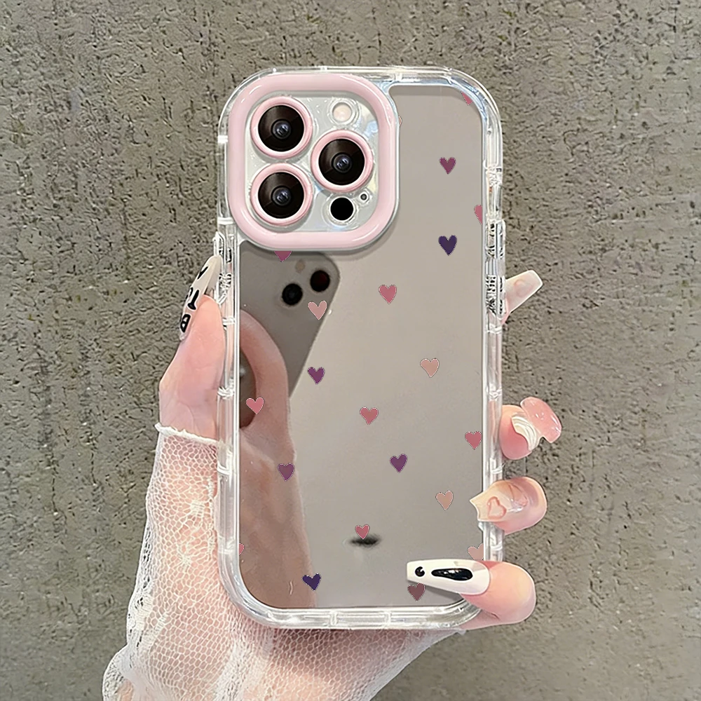 Einfache Stern-Polka-Dots Air-Cushion-Spiegel-Handyhülle für iPhone 17 15 14 16 Pro Max 13 12 11 Pro XR XS 7 8 Plus 17Air Girl Cover – Detail 3