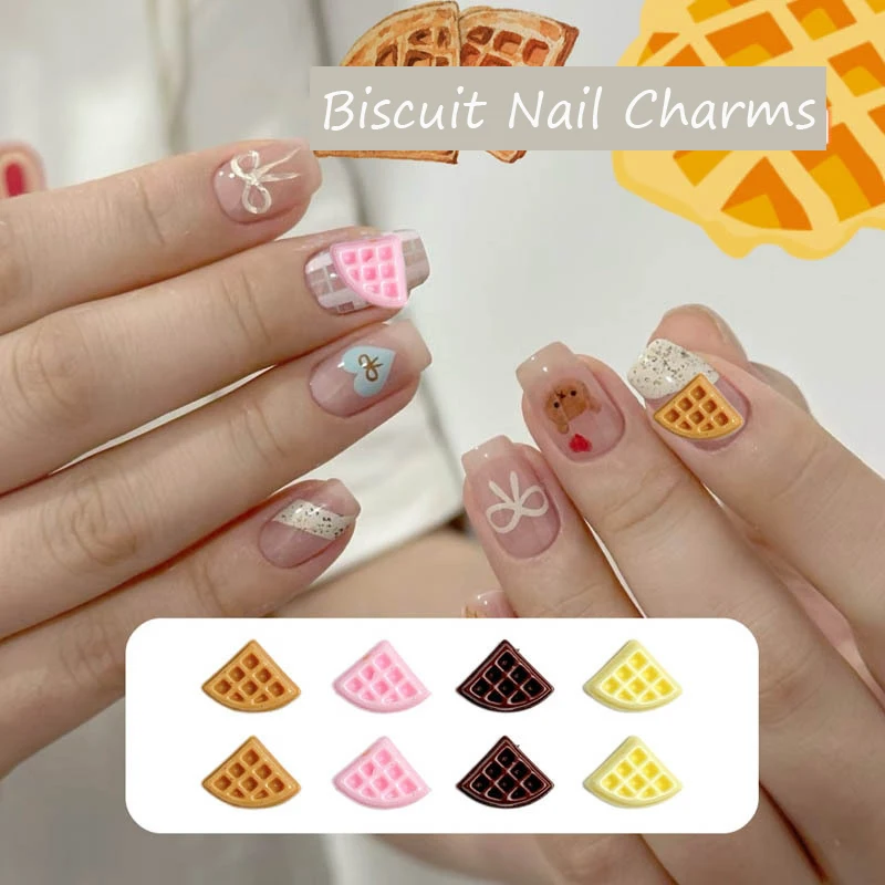 50pcs Macaron Resin Chocolate Biscuit Nail Charms Mini Sector Luminous Cookies Nail Art Decoration DIY Nail Accessories