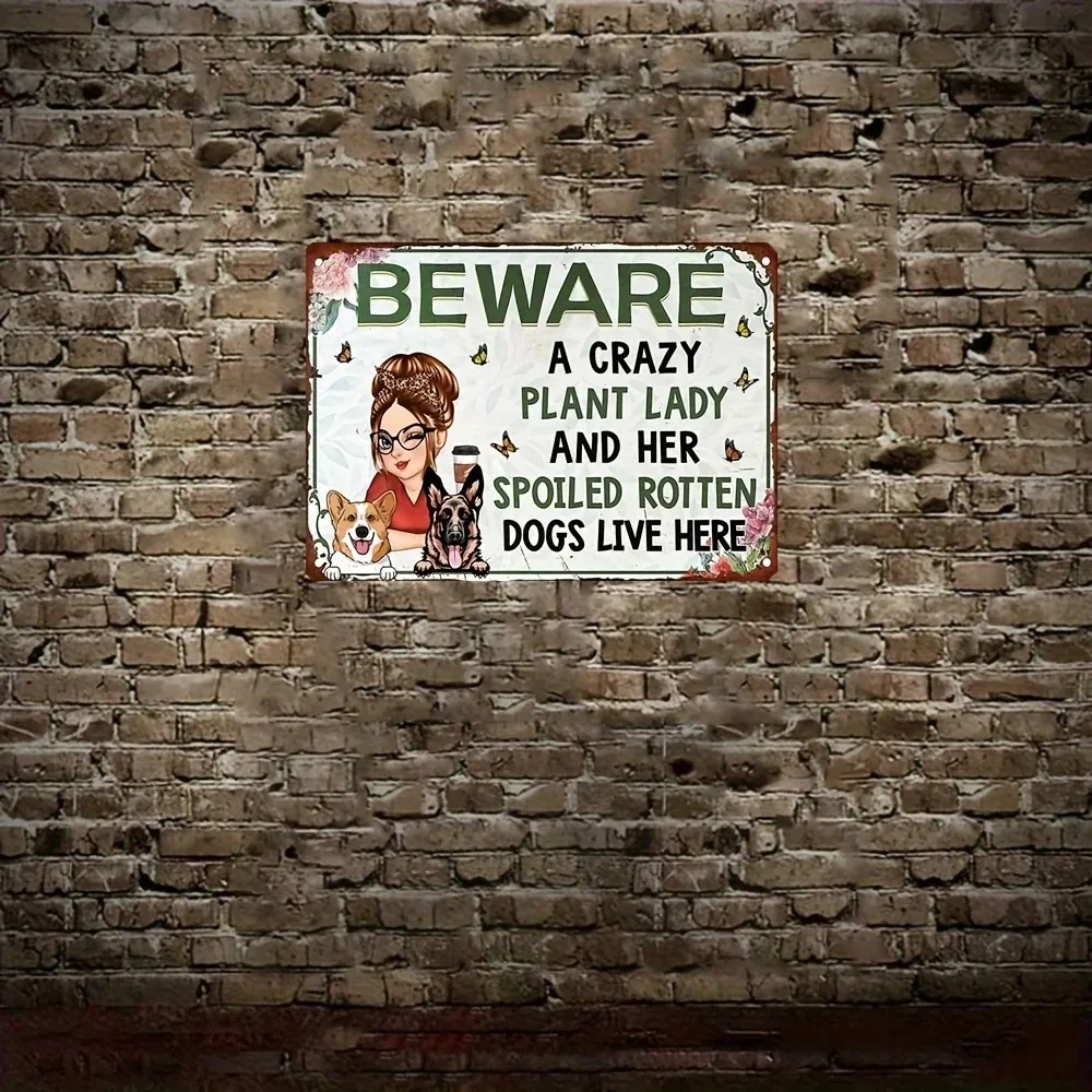 

PlantPupVintz "Crazy Plant Lady" Vintage Metal Sign | 12X8 Inch | Anodized Aluminum with "Soil & Snout Sass