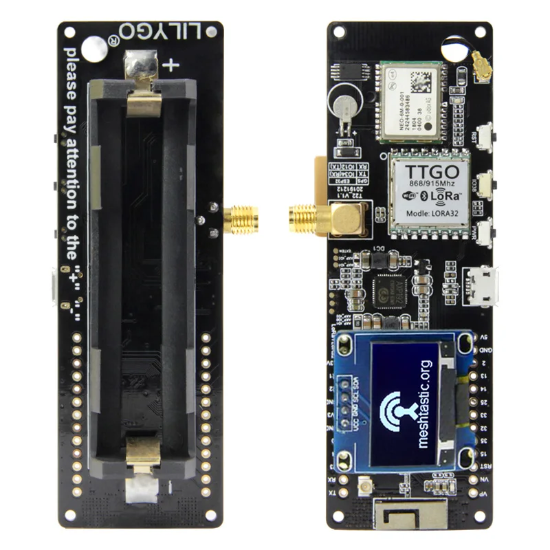 LILYGO® TTGO Meshtastic T-Beam V1.1 ESP32 LoRa 433/868/915/923Mhz Wireless Module WiFi GPS NEO-6M With OLED Display for Arduino