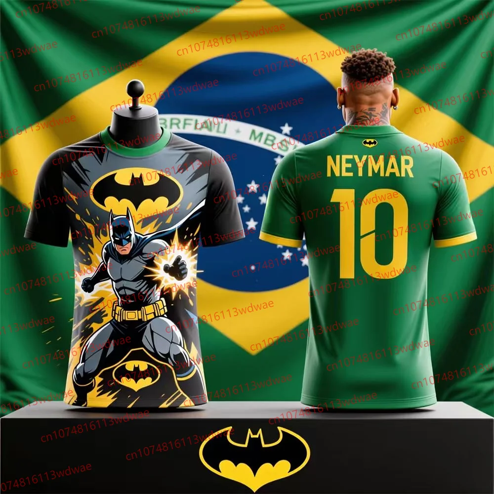 Brazylijska Koszulka Piłkarska Zestaw Neymar Nr 10 Koszulka Piłkarska Batman Koszulka Piłkarska Prezent dla Fana Superbohatera Edycja Specjalna Zestaw Koszulki