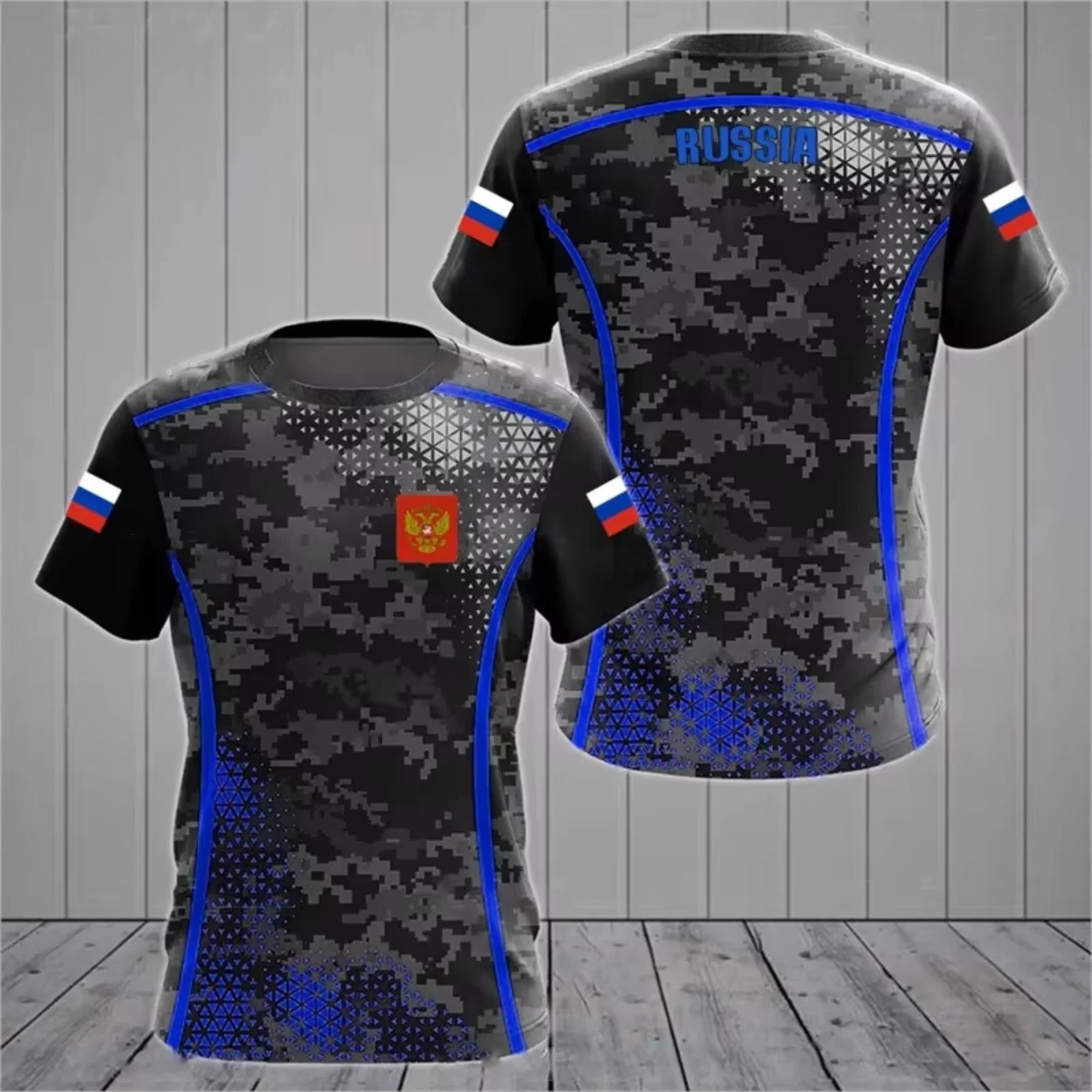 Russia Double-Headed Eagle Coat of Arms T-Shirt for Men Women,National Flag Military Style Casual Streetwear Top Football jersey