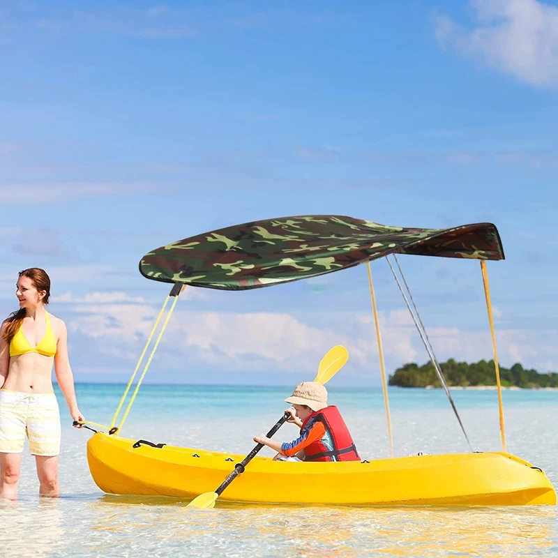 Kayak Sun Shade Canopy,Waterproof And UV Protection Awning Top Cover,Folding Sun Shade With Storage Bag For Boat Kayak