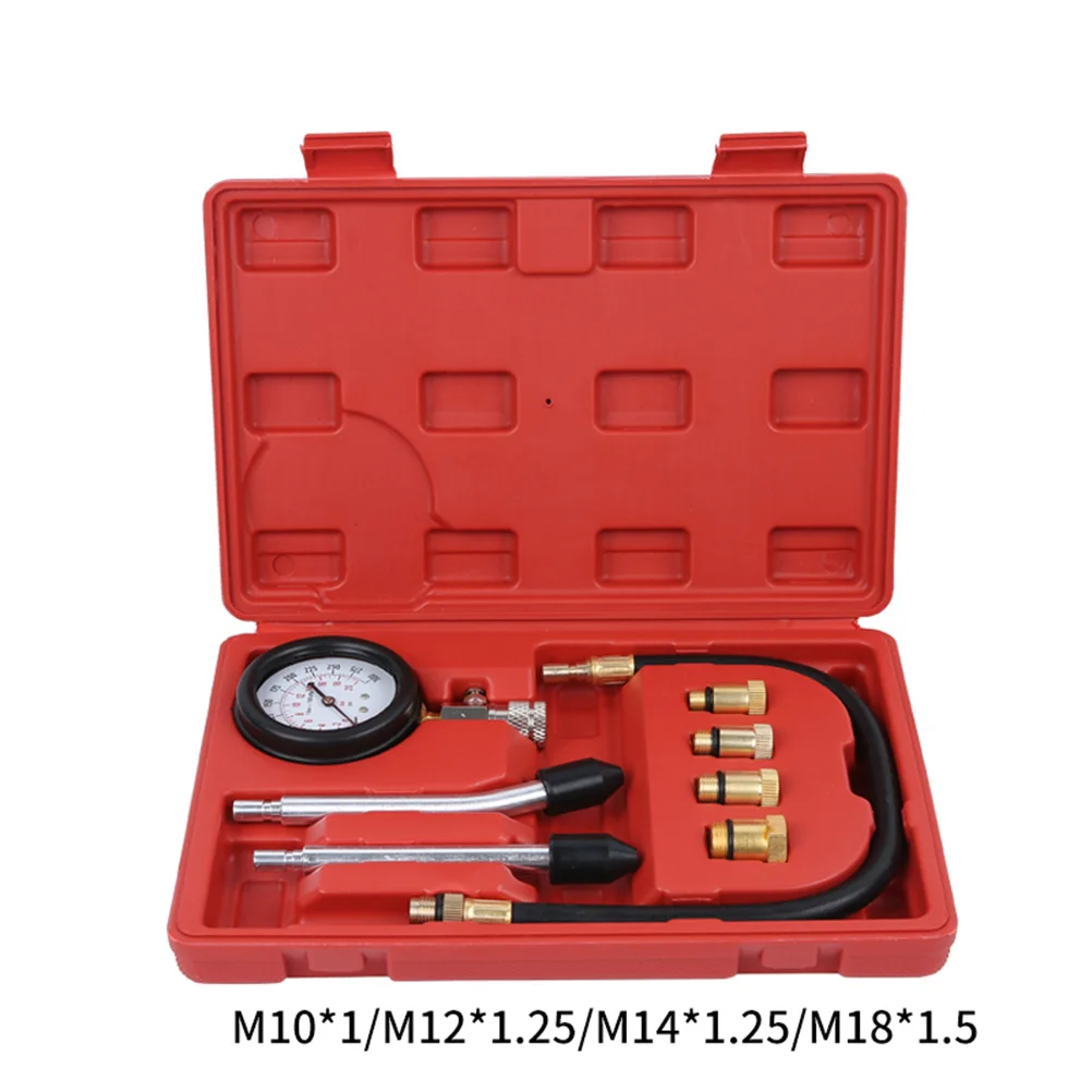 

1 Set 0-300Psi 20Bar Cylinder Pressure Gauge Car Motorcycle Compression Tester Leak 2 Pipes Rubber Cone Air Manometer
