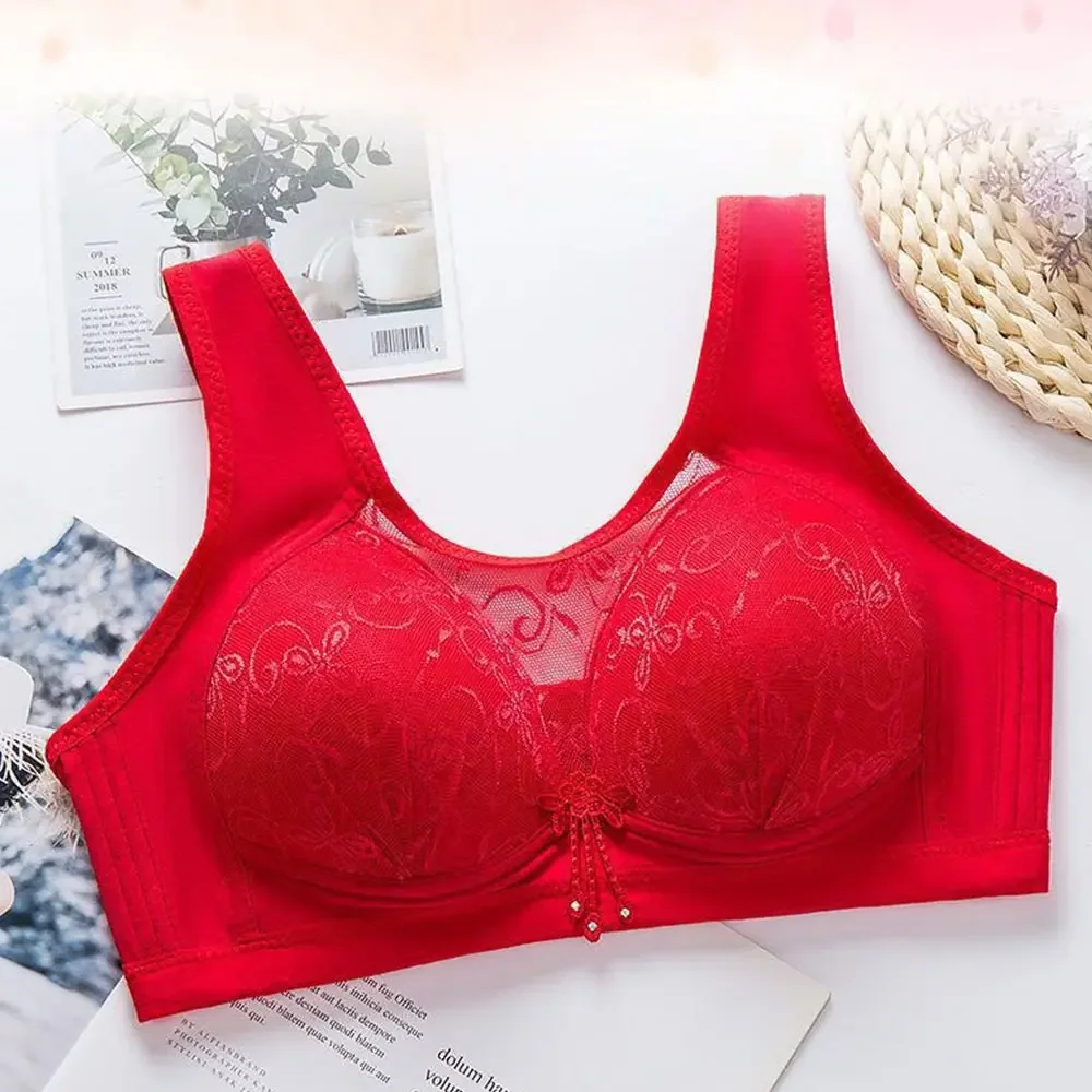 Full cup thin Anti-sagging underwear plus size wireless lace Women's sports bra breast cover Receiving auxiliary milk Lace B