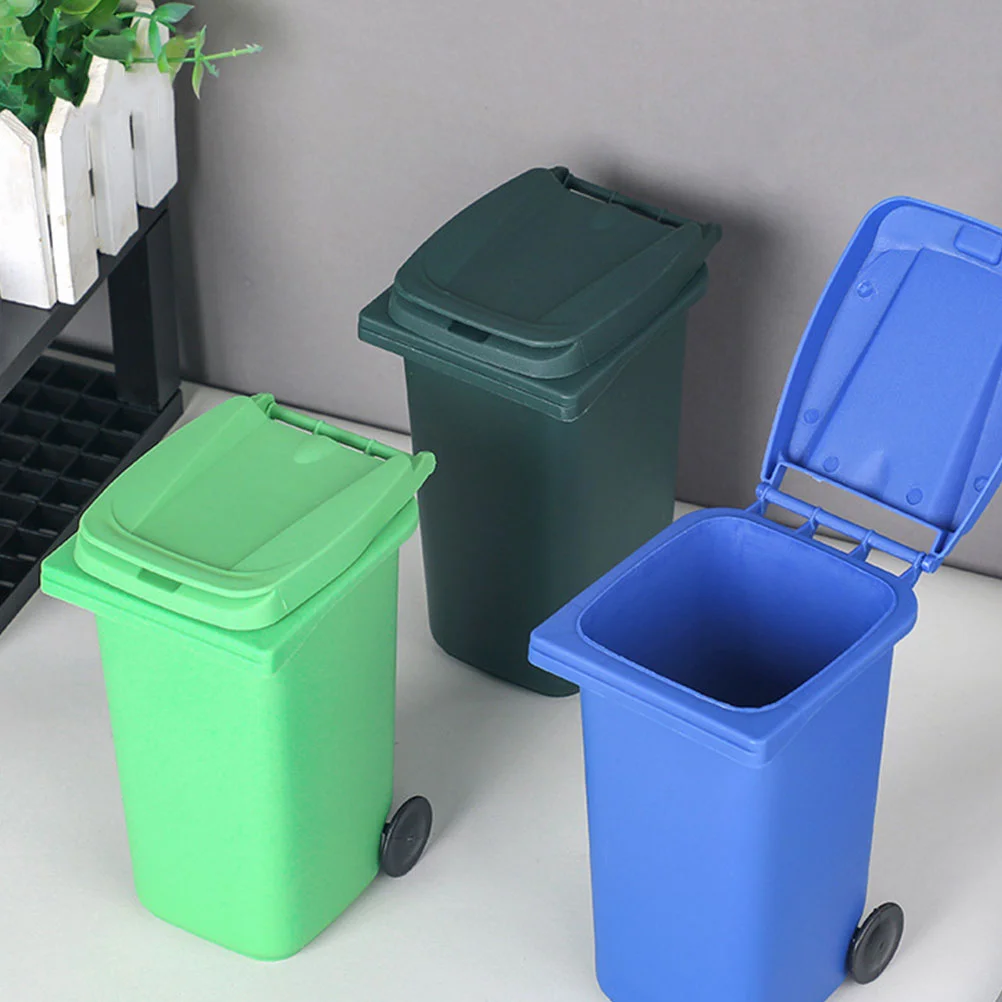 3 Pcs Mini Pathway Trash Can Desktop Organizer Baby Garbage Sorting Vehicle Storage Bins for Shelves