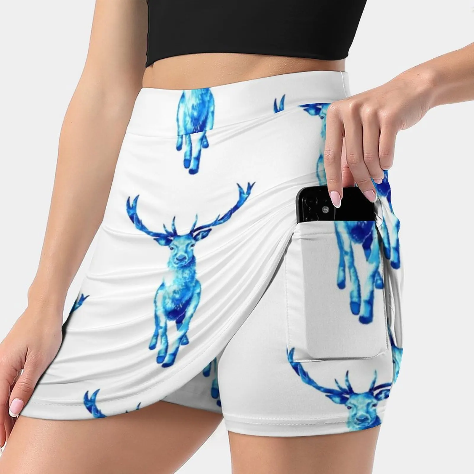 Majestic Blue Stag Skirts Woman Fashion 2022 Pant Skirt Mini Skirts Office Short Skirt Blue Stag Animal Wildlife Exmoor