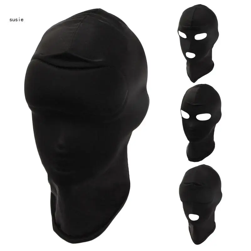 X7YA Adult Open Eye Mouth Headgear Mask Hood Blindfold Full for Head Cover BDSM Sex T