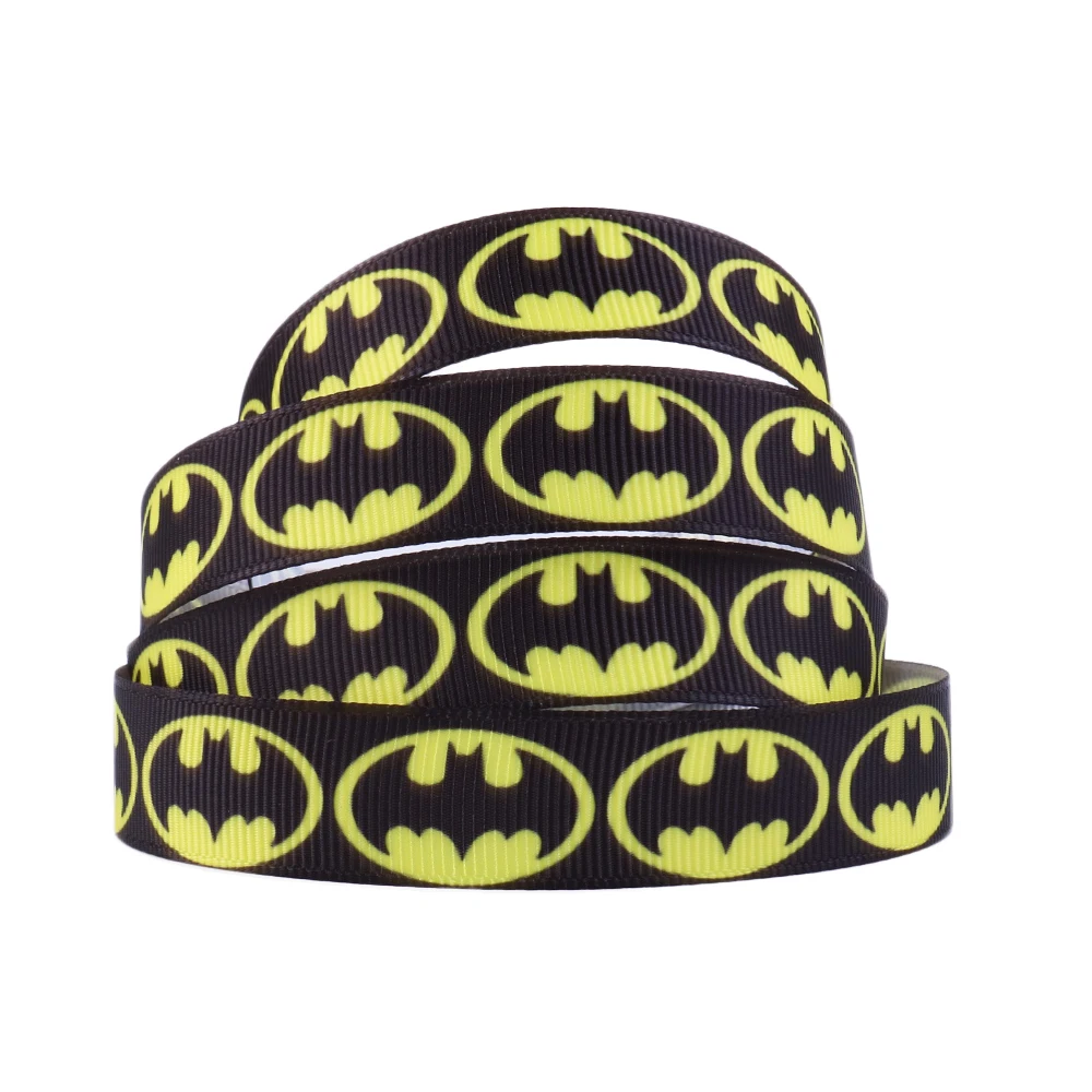 5 Yards Multi Size Hero Bat Movie Printed Grosgrain Ribbon For Party Decoration Ribbons DIY Bow Gift Packing,5Yc12674