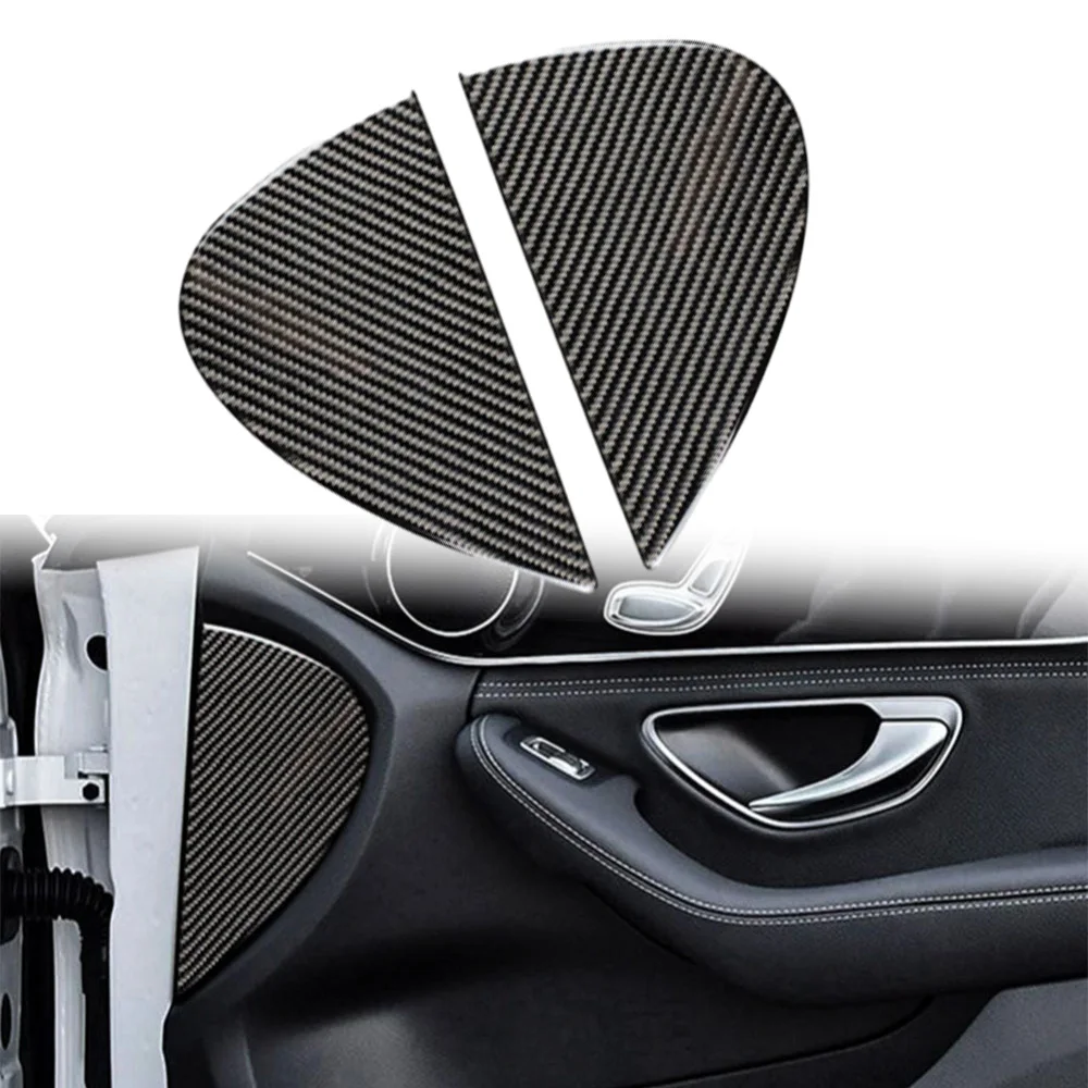 2Pcs Car Front Door Groove Panel Trim For Mercedes-Benz C-Class W205 C200L C180L GLC260 Carbon Fiber Look