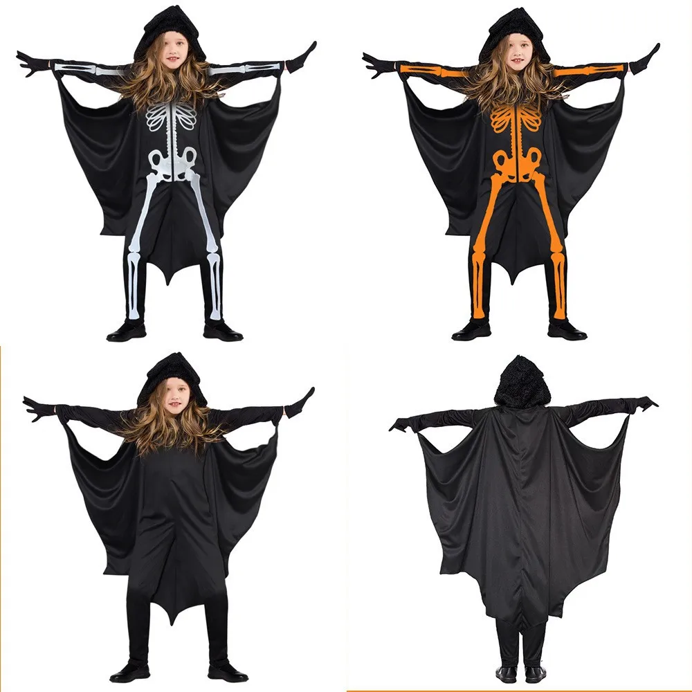 Fun Black Cloak Halloween Bat Cloak Set Eye Mask Trick or Treat Children's Party Costume Non-woven Bat Wing Cape Halloween Party