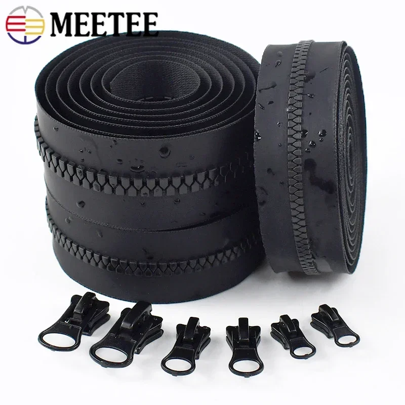 

1-5Meters Meetee 5# 8# Waterproof Resin Zippers with Zipper Sliders Tent Jacket Zips Roll Clothing Zip Puller Sewing Accessories