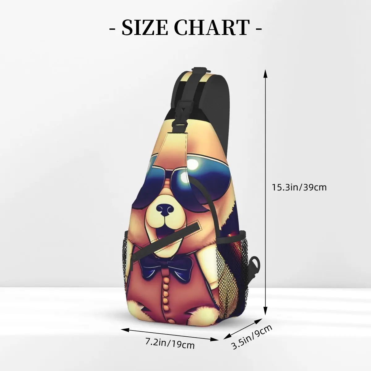 Sunglasses And Suit Disco Crossbody Chest Bags Teddy Bear Pockets Travel Pack Messenger Sports Teens Shoulder Bag Unisex