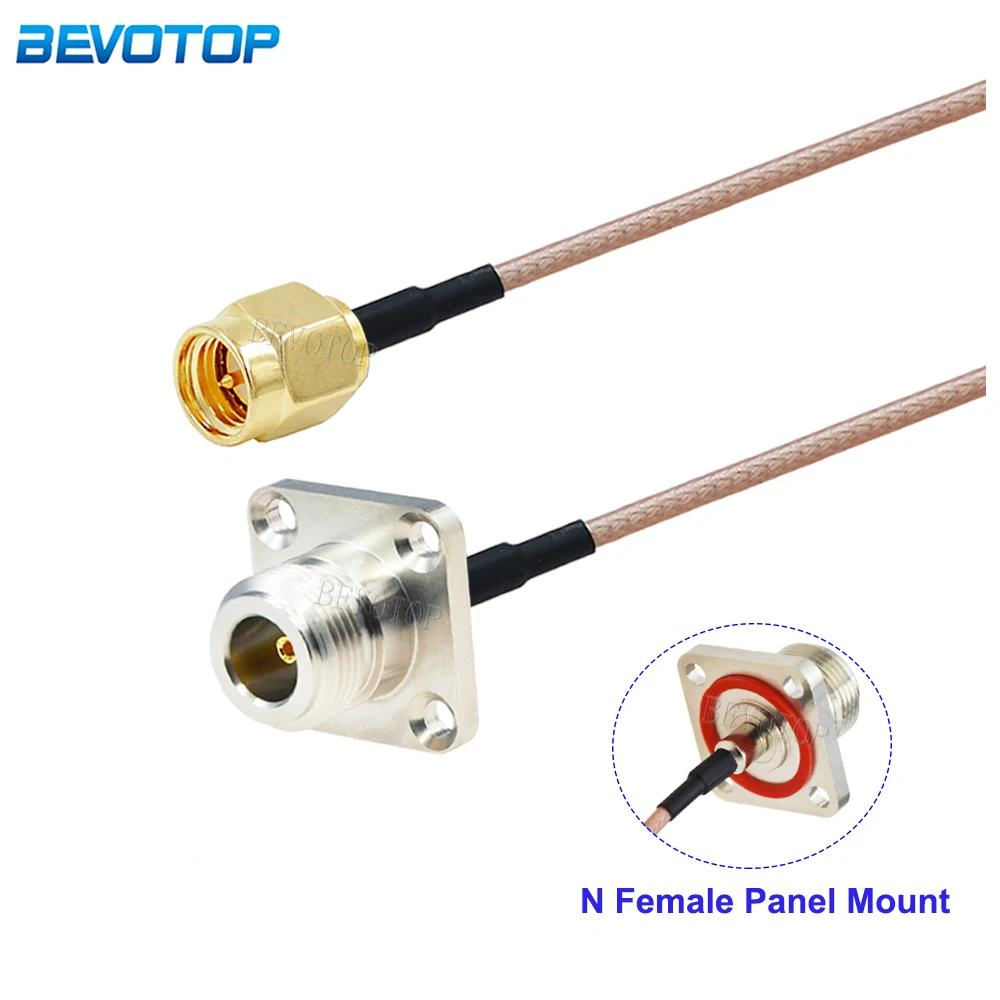 1PCS RG-316 N Female Panel 4 Holes to SMA Male Connector 50 Ohm RG316 Cable RF Coaxial Pigtail 4G LTE Extension Jumper Pigtail