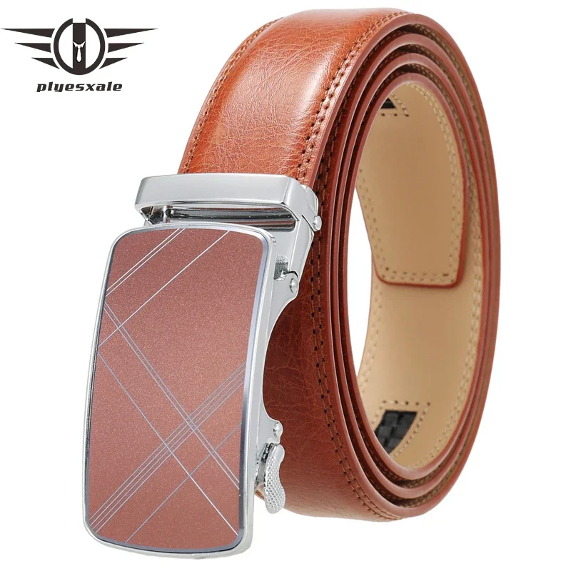 

Cowhide Leather Belts For Men High Quality Automatic Buckles Ratchet Dress Jeans Waist Straps Black Red Brown Belt Male G372