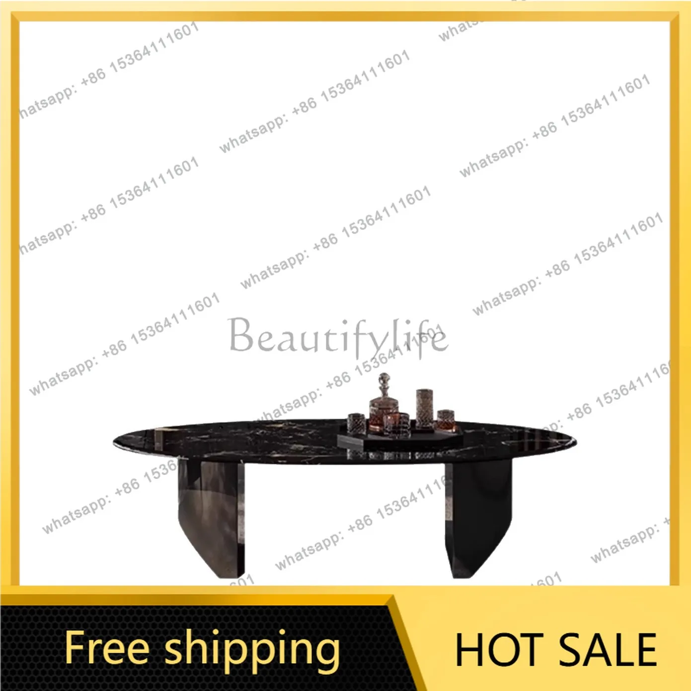 2026 new household marble coffee table light luxury high-end oval