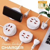 4 Ports Wall USB Charger Socket Type C PD High Speed Fast Charger USB Hub Adapter EU US UK Plug Desk Phone Holder Stand