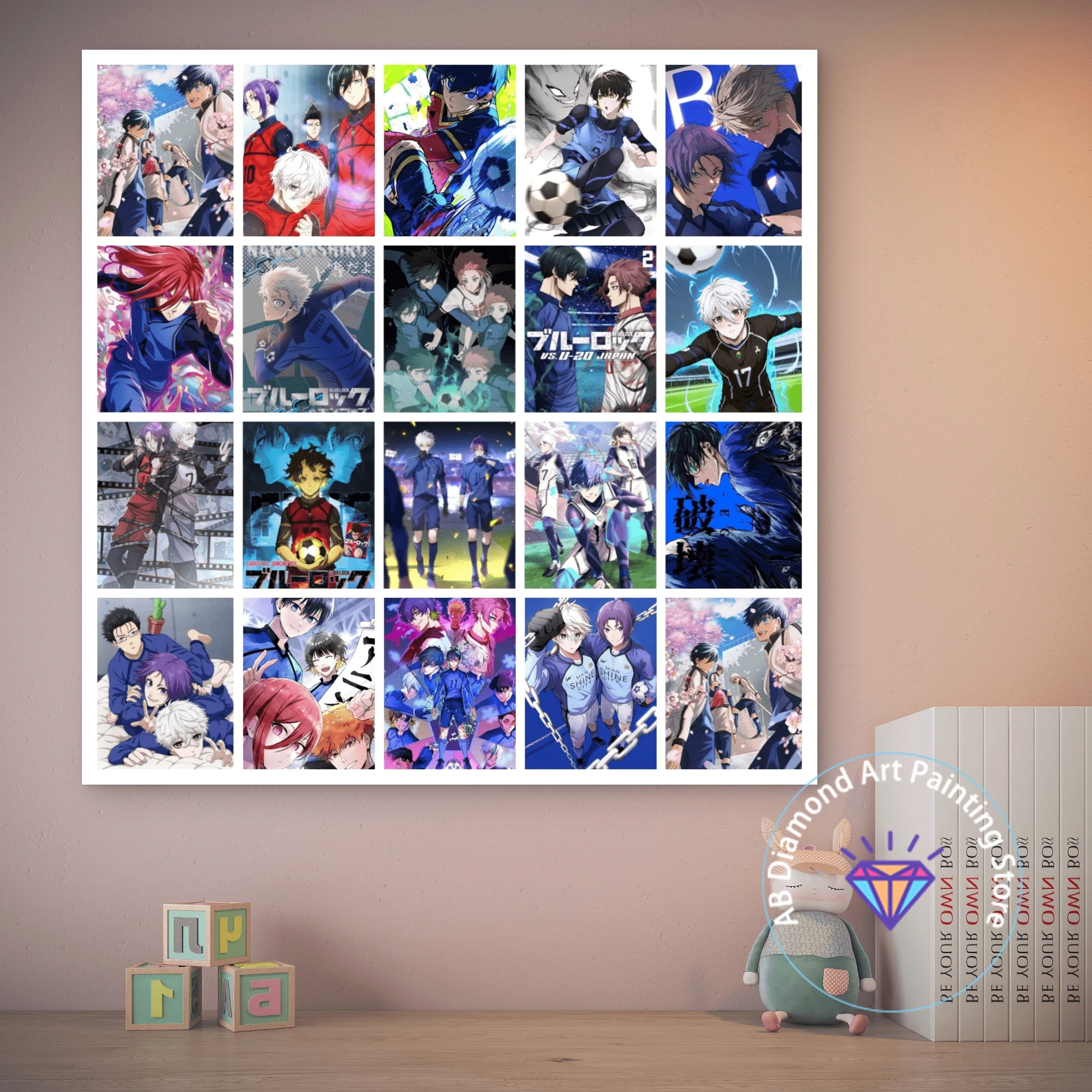 

B-BLUE-L-LOCK Japanese Anime AB Diamond Painting Kit 5D DIY Diamond Embroidery Cross Stitch Handmade Art Gift Crafts Home Gift