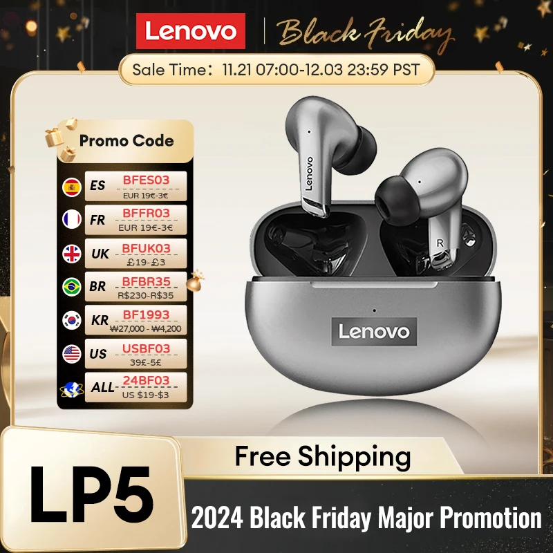 100% originale Lenovo LP5 TWS auricolare Bluetooth senza fili a ricarica rapida auricolari sportivi chiamata HD a lunga durata con microfono