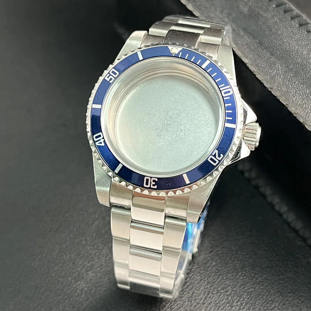 39MMSUB GMT Blue Border Flat Sapphire Stainless Steel Case  Suitable For NH34A, NH36A, NH35A Watch Accessories