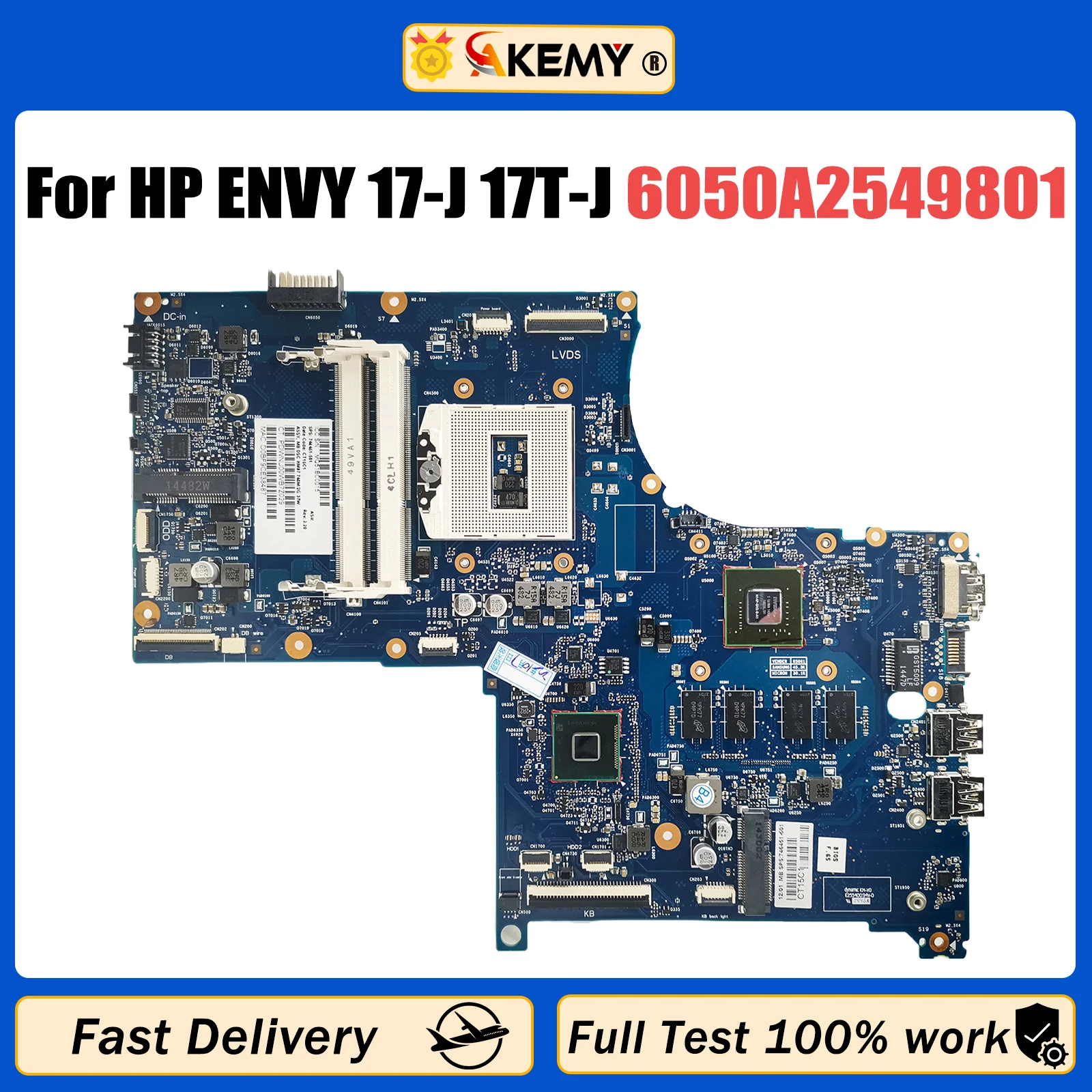 AKEMY 6050A2549801 For HP ENVY 17 17-J M7-J 17T-J Laptop Motherboard 746451-501 746451-001 746451-601 With HM86 GT740M/2G