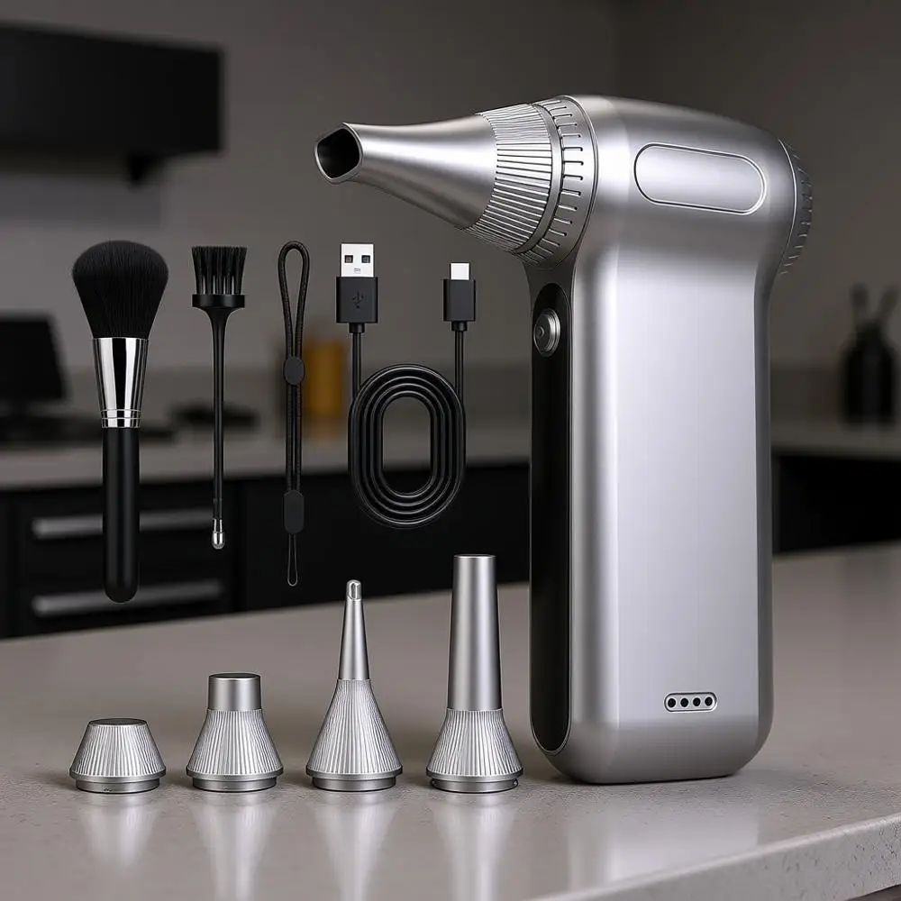 

Беспроводной электрический воздуходув Dust-125,000 об/мин, перезаряжаемый, сверхмощный, с 3-ступенчатой турбонаддувом для ПК, клавиатуры, использования на улице