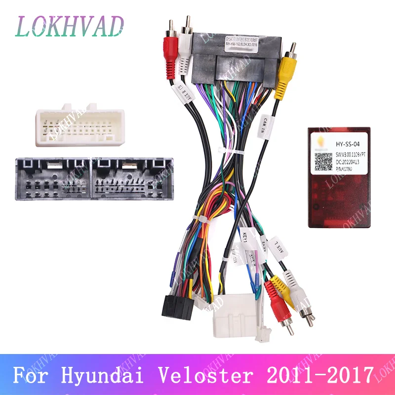 LOKHVAD Car Audio Wiring Harness with Canbus Box For Hyundai Veloster 16pin CD/DVD Stereo Installation Wire Adapter